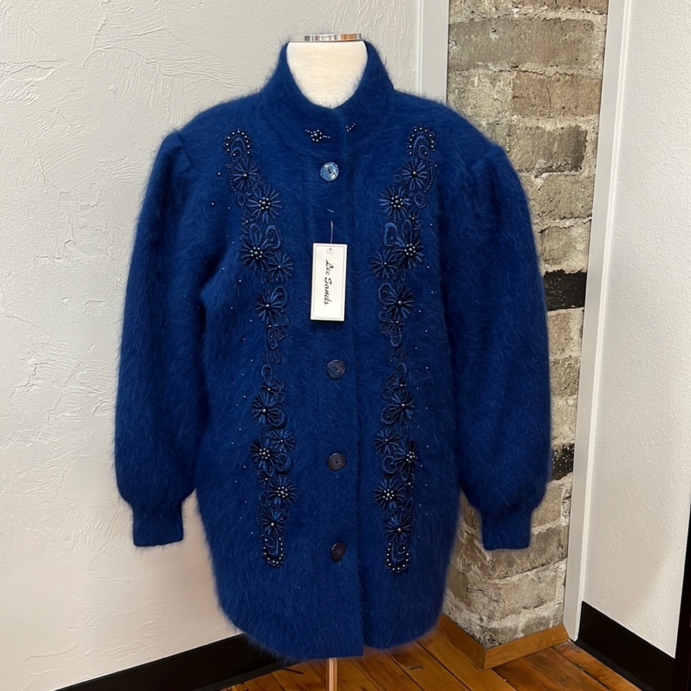 Blue Rabbit Angora Hair Blend Vintage Lee Sands Sweater Coat One Size Missy